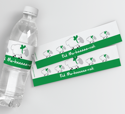 Eid Mubarak Sheep Water bottle Wrappers | Salaam Cards | Party Supplies