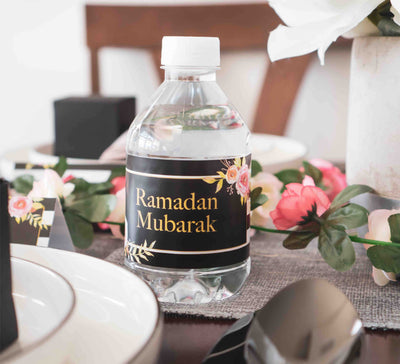 Ramadan Mubarak Water Bottle Wrappers | Eid and Ramadan Decor  | Salaam Cards | Party Supplies